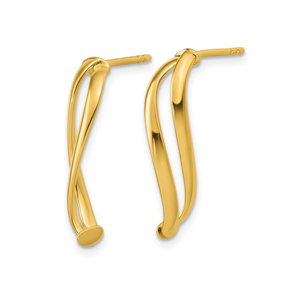 10K YELLOW GOLD CURVE DANGLE EARRINGS
