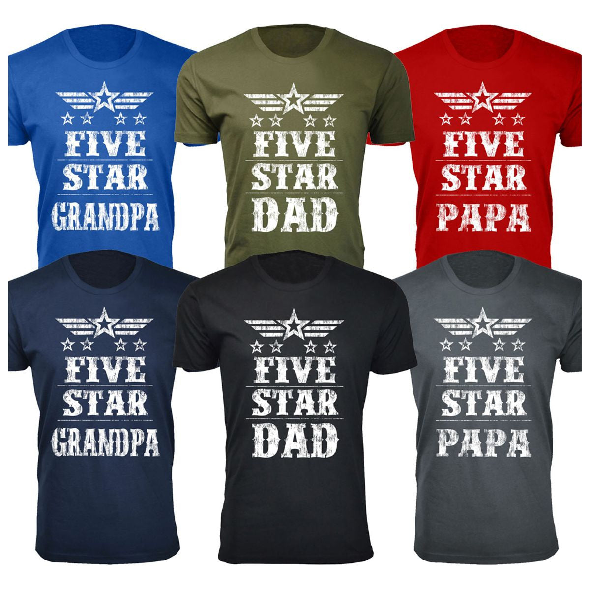 MENS FIVE STAR DAD/GRANDPA T SHIRT