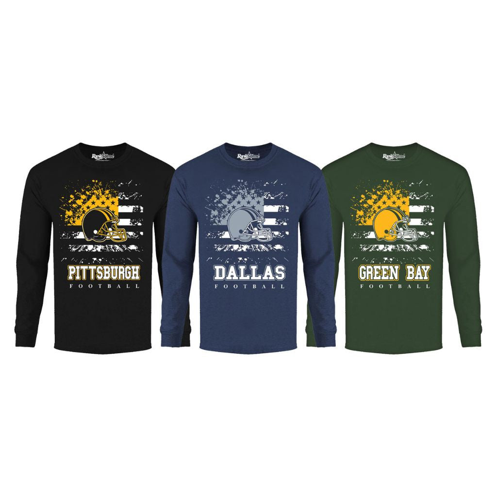 MENS STAR SPANGLED FOOTBALL LONG SLEEVE SHIRTS