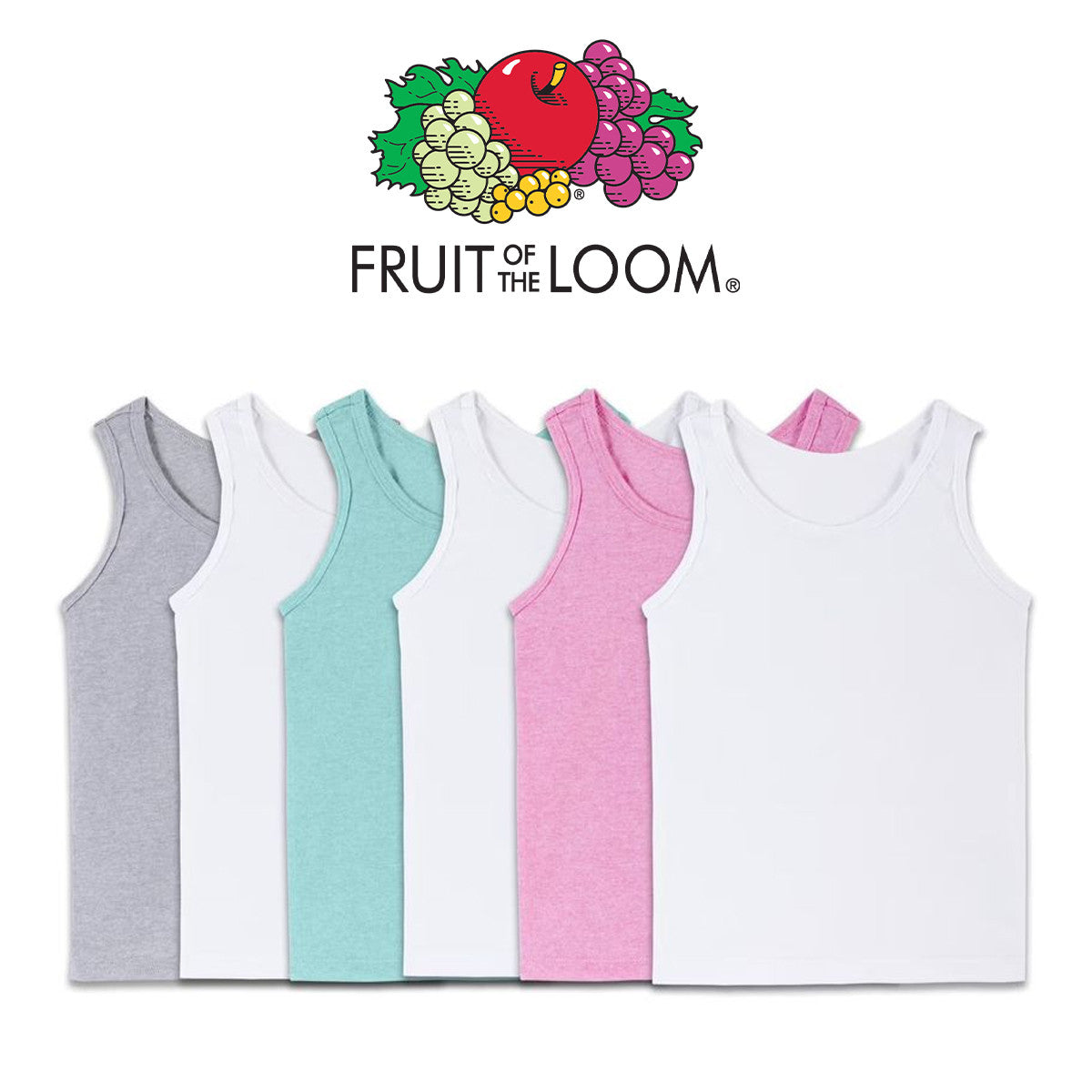 FRUIT OF THE LOOM TODDLER GIRLS LAYERING TANK TOP 6 PACK