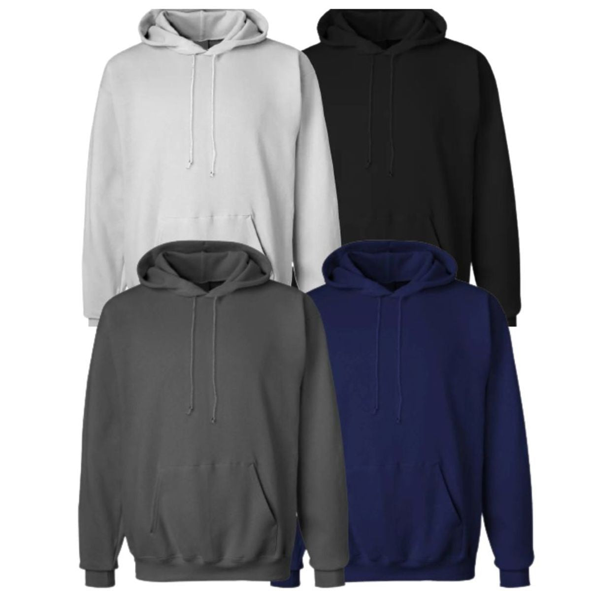 MENS FLEECE PULLOVER HOODIES WITH KANGAROO POCKET 2 PACK