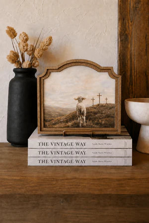 3 CROSSES LAMB PROVINCIAL FRAMED ART 9X10 INCH