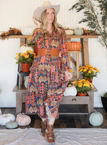 PRAIRIE GRACE PRINTED MIDI DRESS