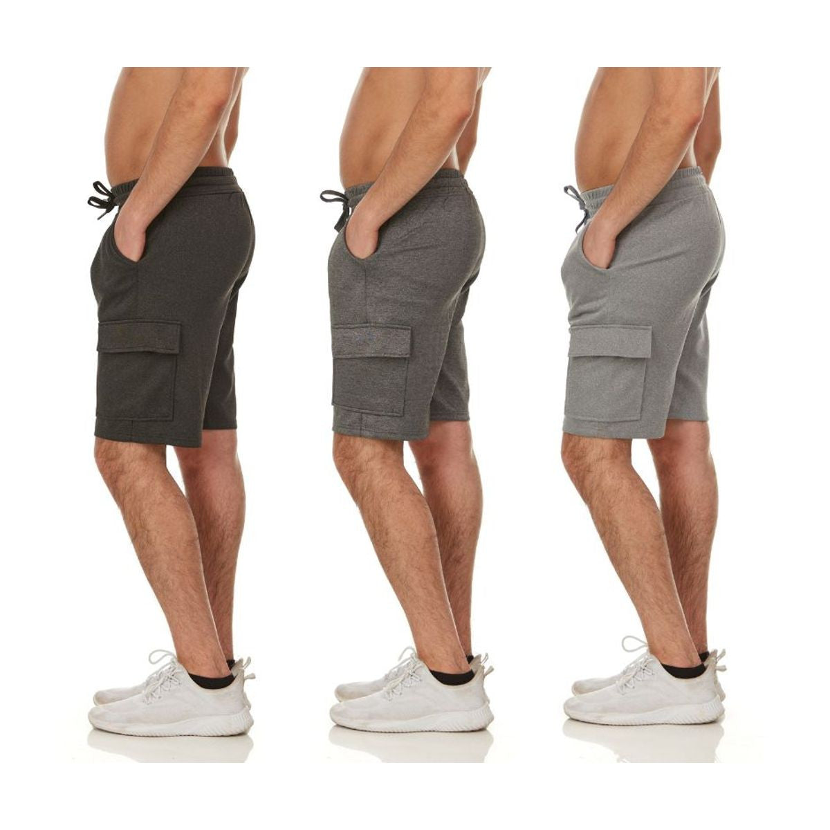 MENS MOISTURE WICKING CARGO SHORTS 3 PACK