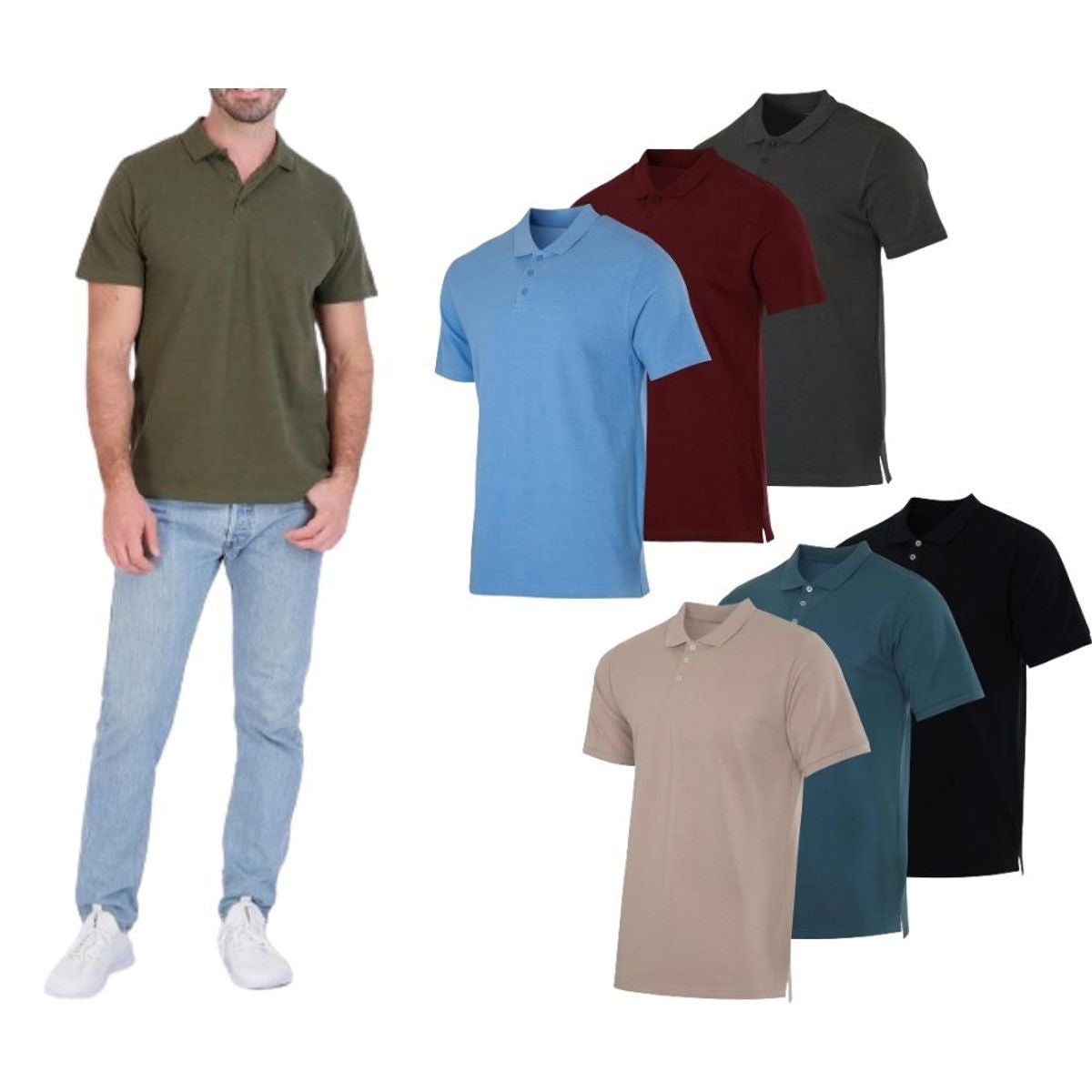 MENS COTTON PIQUE SHORT SLEEVE POLO SHIRTS 3 PACK