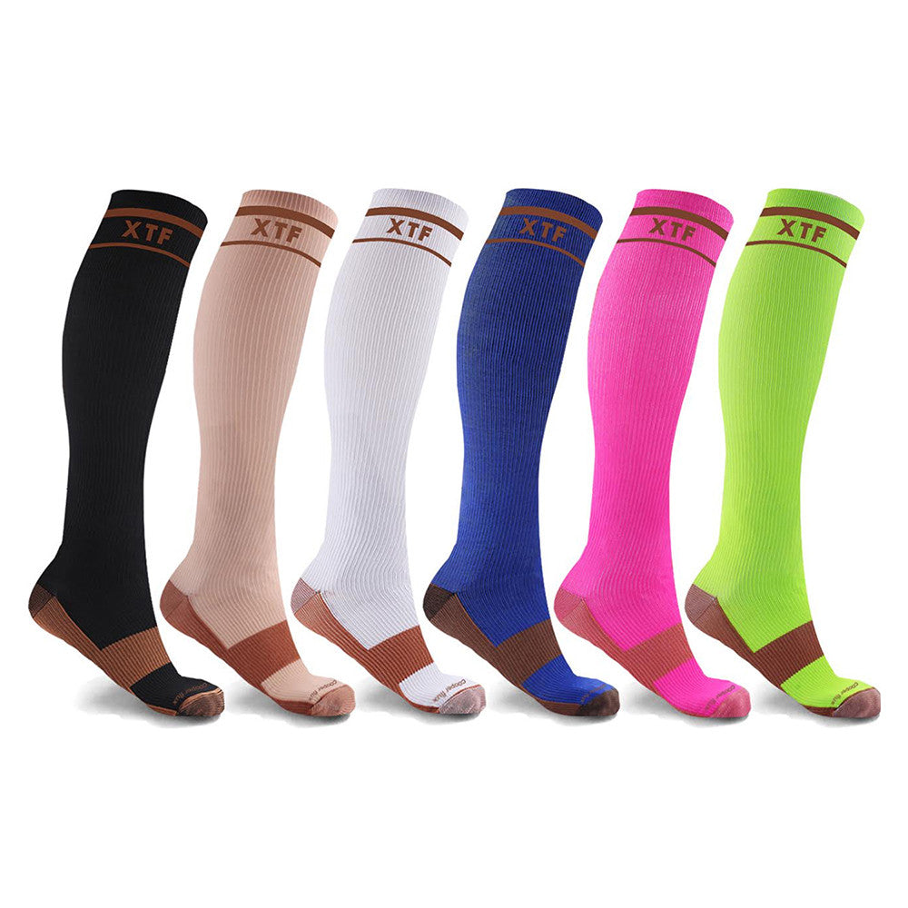 EVERYDAY WEAR 15/20MMHG COPPER INFUSED KNEE HIGH COMPRESSION SOCKS 6 PAIRS