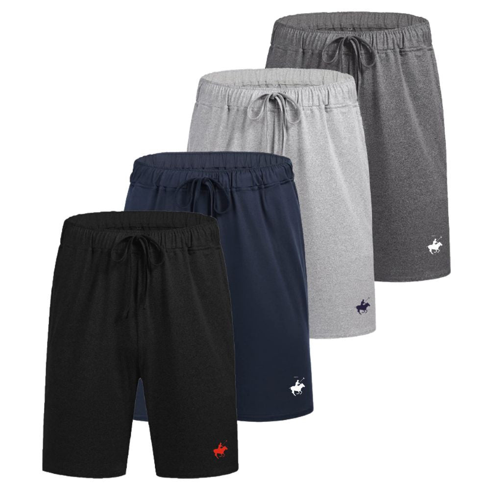 MENS COTTON BLEND LOUNGE SHORTS WITH POCKETS 4 PACK