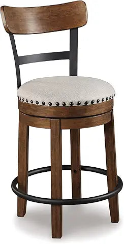 30 INCH FARMHOUSE PUB HEIGHT SWIVEL BARSTOOL WITH BACK