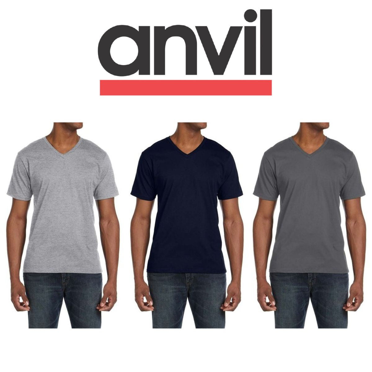ANVIL ADULT LIGHTWEIGHT V NECK T SHIRT