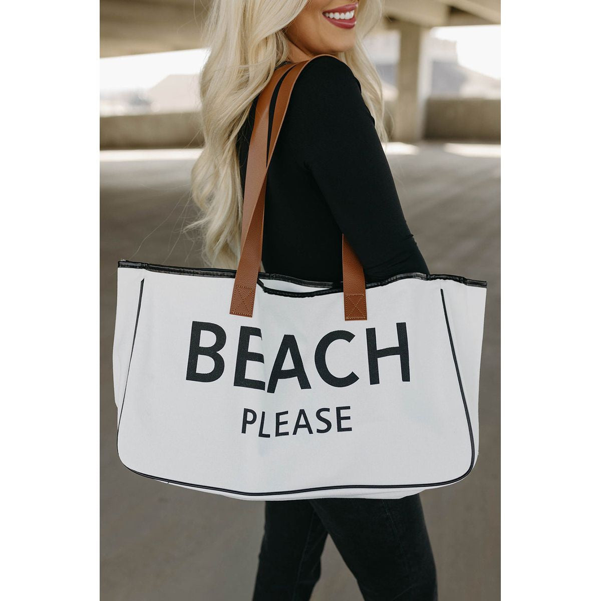 BEACH PLEASE CANVAS TOTE
