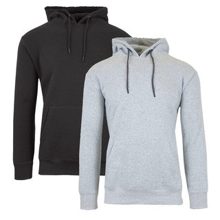 MENS HEAVYWEIGHT FLEECE LINED PULLOVER HOODIE 2 PACK