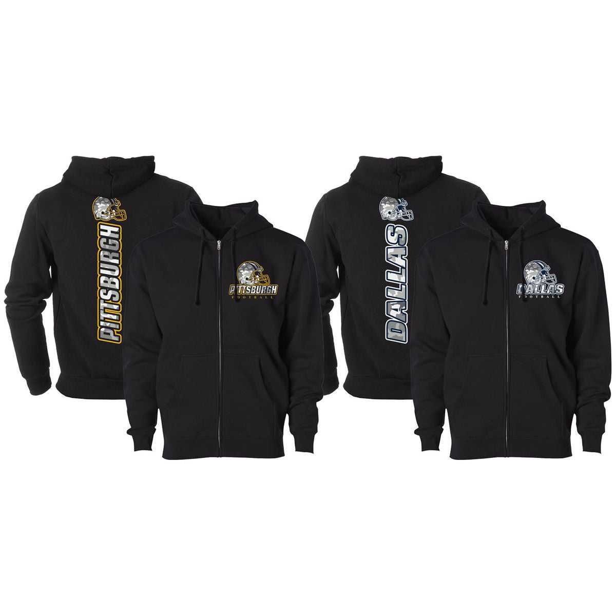 MENS ARMY CAMO FOOTBALL ZIP UP HOODIE
