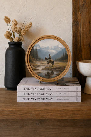 8 INCH ROUND MOUNTAIN COWBOY ART