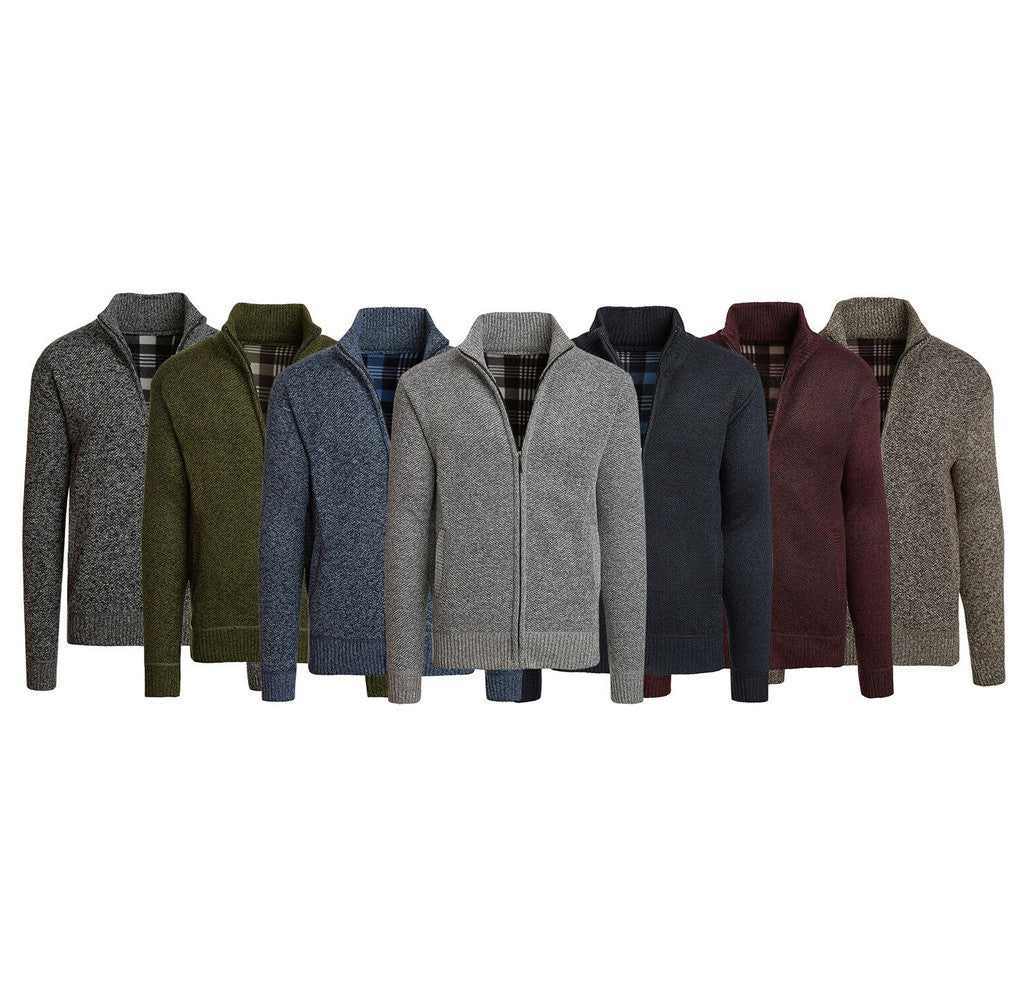 MENS CASUAL FLEECE LINED FULL ZIP SWEATER JACKET