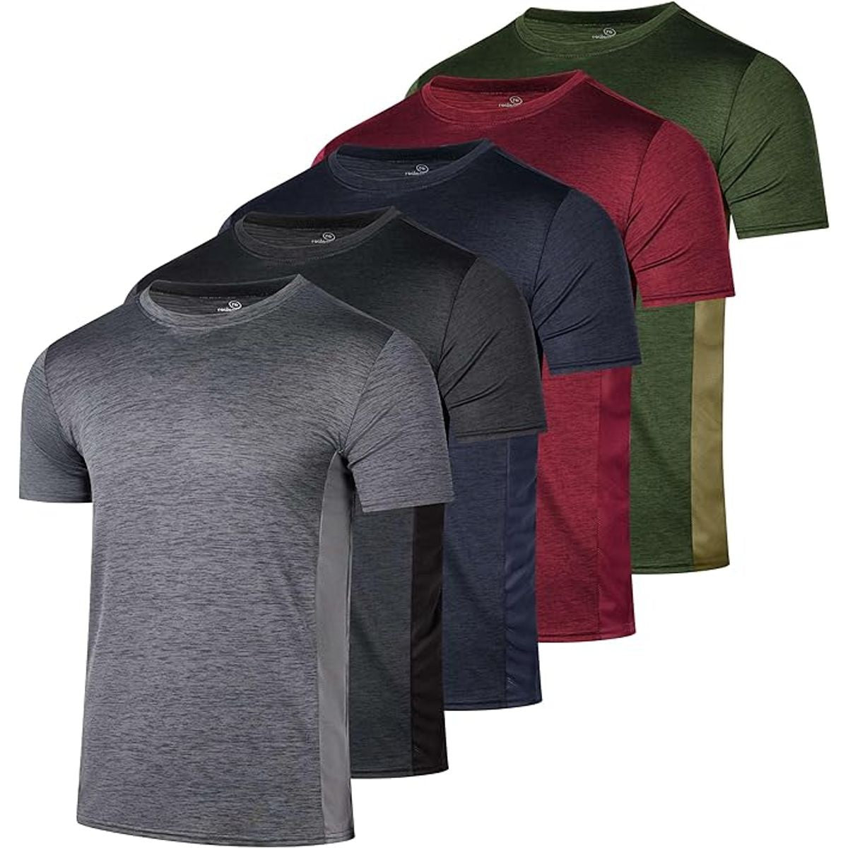 MENS ACTIVE ATHLETIC DRY FIT PERFORMANCE T SHIRTS 5 PACK