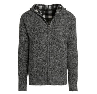 MENS CASUAL FLEECE LINED SWEATER JACKET WITH HOODIE
