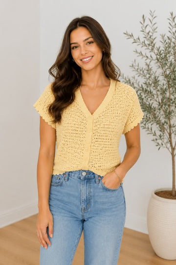 The honeycomb crochet v neck top