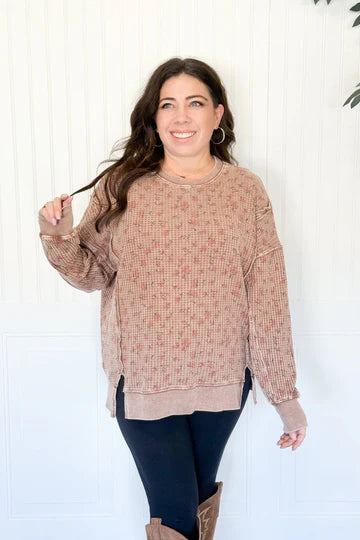 Wildflower mineral wash floral pullover