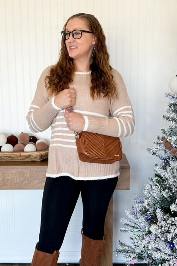 Harper stripe boyfriend sweater