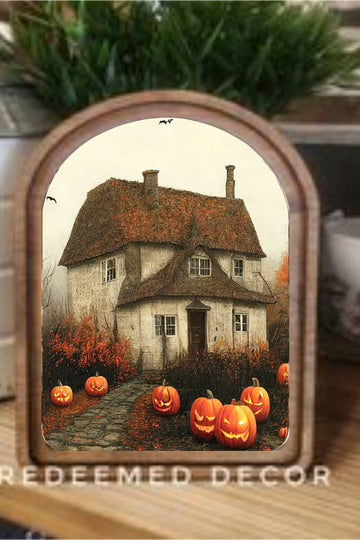 Halloween farmhouse arch framed art 6x8 inch