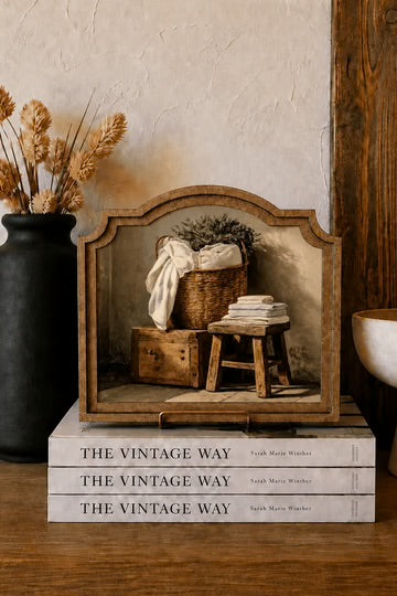Towel basket provincial framed art 9x10 inch