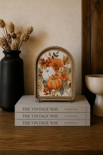 Fall bouquet arch framed art 6x8 inch