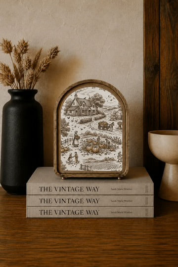 Pumpkin toile arch framed art 6x8 inch