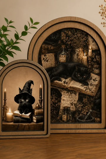 Halloween cat canvas art set
