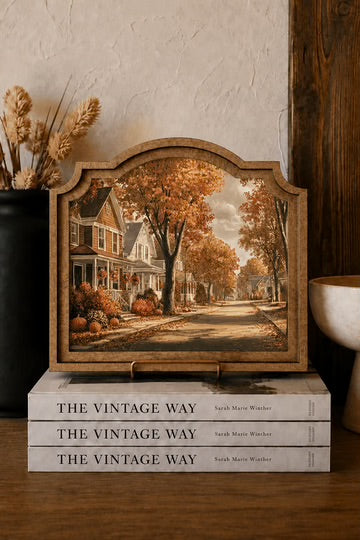 Autumn street provincial arch framed art 9x10 inch