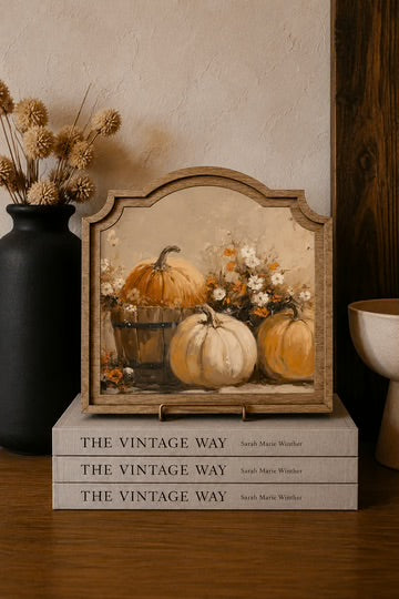 Pumpkin bucket provincial arch framed art 9x10 inch