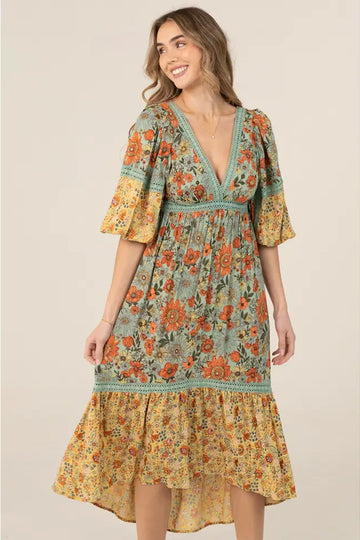 The portofino patchwork midi dress