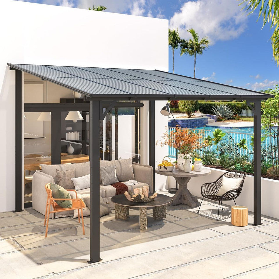 10x10 foot outdoor patio lean to gazebo awnings