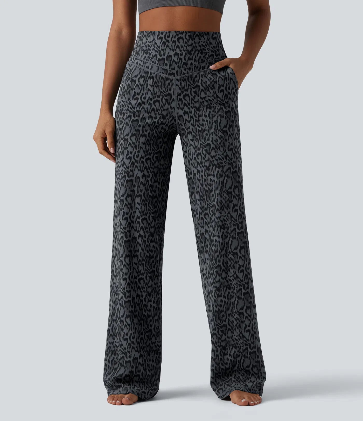 Leopard print high waisted tummy control straight