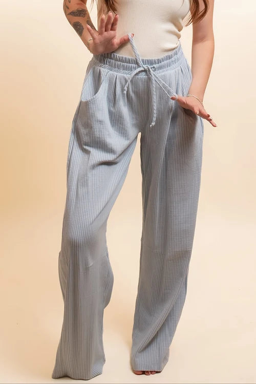 Charlotte Avery womens blue spruce stripe barrel pants