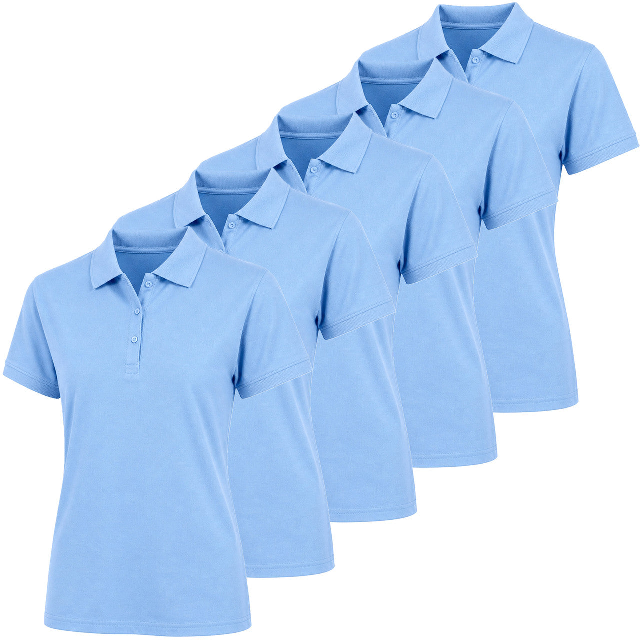 JUNIORS SHORT SLEEVE SCHOOL UNIFORM PIQUE POLO SHIRT 5 PACK