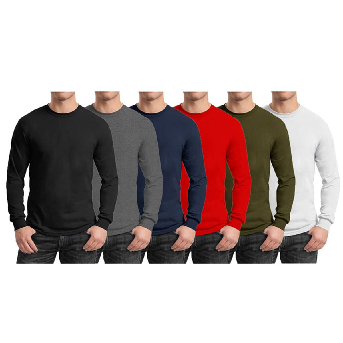 MENS COTTON BLEND CREW NECK LONG SLEEVE TEE