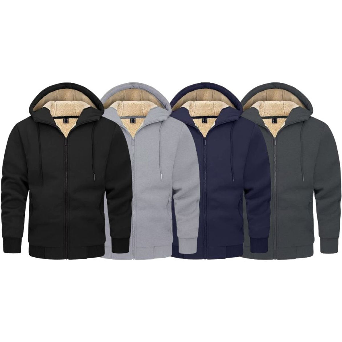 MENS SHERPA LINED FULL ZIP HOODIES 2 PACK