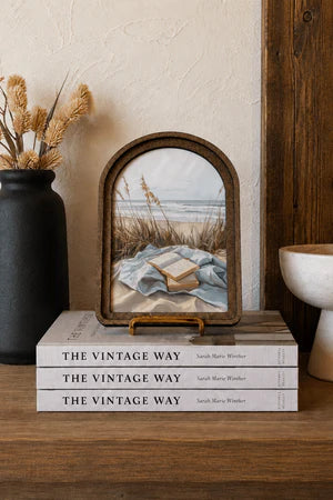 BEACH BOOKS ARCH FRAMED ART 8.25X11 INCH