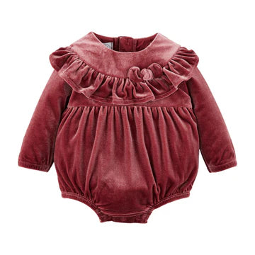 BERRY VELVET BABY ROMPER BUBBLE