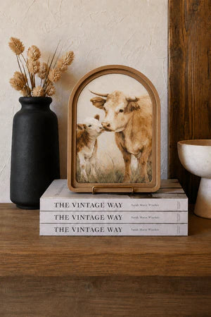 COW CALF ARCH FRAMED ART 6X8 INCH