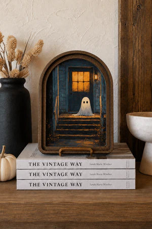 GHOST ON PORCH ARCH FRAMED ART 6X8 INCH