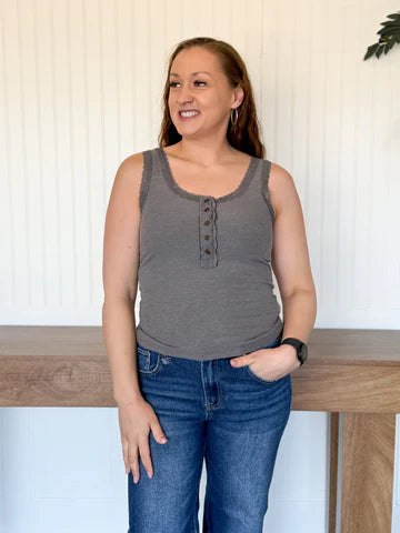 HEIRLOOM LACE TRIM KNIT TANK