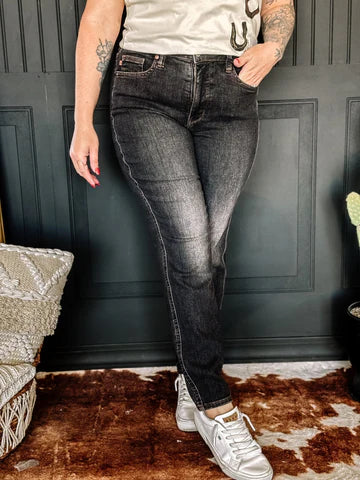 JUDY BLUE MID RISE TUMMY CONTROL SLIM FIT JEANS