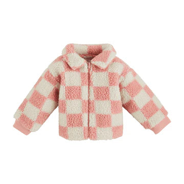 LITTLE CHECKMATE CHECKERED SHERPA TODDLER JACKET