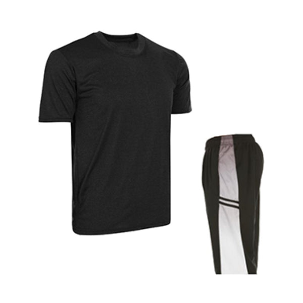 6 PIECE SET 5 PACK MENS ATHLETIC SHORTS AND PERFOMANCE T SHIRT