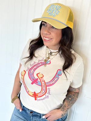 NO LUCK JUST HEAVENLY FAVOR CROP TEE