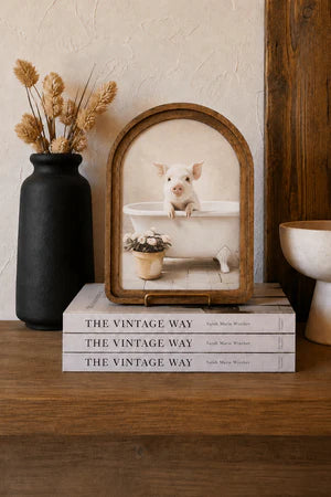 PIG IN THE TUB ARCH FRAMED ART 6X8 INCH