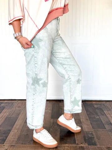 STAR SHADE SLOUCHY BOYFRIEND ANKLE PANTS