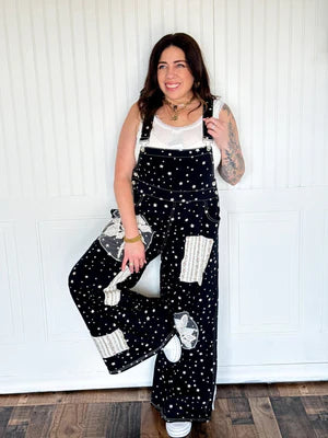 THE LACE AND BLOOM PATCHWORK OVERALLS