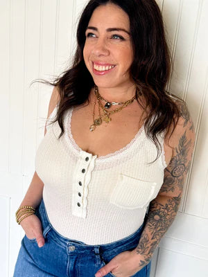 THE LACE LINE V NECK TANK